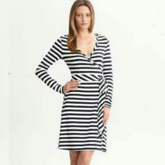 S Banana Republic Wrap dress navy white Stripe - Picture 5 of 5